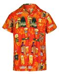 REDSTAR Hawaiian Shirts for Men Funny Shirts with Short Sleeves - Hawaiian Fancy Dress Mens Hawaiian Shirt Button Down Beer Shirts for Men - Ugly Shirts for Stag Do Accessories (XXL, Orange)