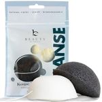 Beauty by Earth Konjac Facial Sponge; 2 Pack Set; Natural Bamboo Charcoal for Cleansing Sensitive to Oily & Acne Prone Skin; Gentle Deep Pore Face Exfoliating Scrub Cleanser for Men and Women