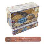 Satya Nag Champa Money Incense Sticks | x12 pack | with SAMASIA incense sticks holder | Used for Moomatherapy, Spa, Yoga, Weddings, Meditation, Healing, Positivity and Relaxation