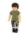 American Fashion World Boy’s Army Pant Set Outfit Made for 18 inch Dolls Such as American Girl Dolls