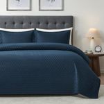 Hansleep Navy Quilt California King Size - Chevron Pattern Ultrasonic All Season Bedspread California King, Soft Lightweight Coverlet Bedding Set, 3 Pieces (1 Quilt, 2 Pillow Shams)