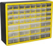 Akro-Mils 10144 44-Drawer Plastic Drawer Storage Cabinet for Garage Organization, Lego Storage, Teacher Toolbox, Makeup Organizer, and More, 20-Inch W x 6-Inch D x 16-Inch H, Yellow