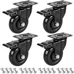 4" Swivel Plate Caster Wheels, PRITEK Heavy Duty Metal Caster Wheels Lock the Top Plate and the Wheels Replacement for Industrial Trailer or Large Home Furniture (bearing 300lbs each, set of 4)