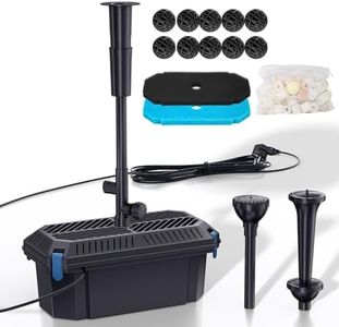 Biling Pompe de filtration de bassin 40 W avec filtre, pompe tout-en-un 2500 l/h, valve d'eau réglable et buses, filtre de bassin sous-marin, nettoyage jusqu'à 4000 l, pompes de filtration d'eau de