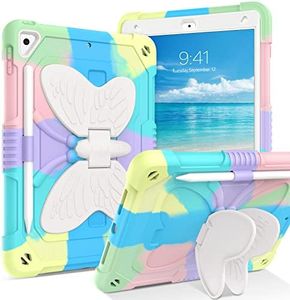 DUEDUE for iPad 10.2 Case for Kids, iPad 9th Generation Case, iPad 8th Generation Case, iPad 7th Generation Case [Heavy Duty Protection] iPad Air 3 Case with Butterfly Kickstand Pencil Holder, Green
