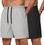 COOFANDY Mens Gym Workout Shorts 7'' Athletic Shorts 2 Pack Quick Dry Running Shorts with Zipper Pockets