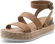 Shoe Land Womens Alysa Platform Sandals Open Toe Buckle Ankle Strap Espadrilles Flatform Wedge Casual Summer Sandal, 2022tan, 6