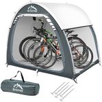 Outdoor Bike Storage Shed Tent, Large Bicycle Cover for 4 Bikes Portable Motorcycle Tent with Spare Pole Rain Strip PU4000 Waterproof 3 Layer Silver Coated Oxford Cover, Foldable Bicycle Shelter