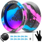 WATIEOBOO Yoyo R8 Responsive Yoyo for Kids 8-12,Professional Unresponsive Yoyo for Adults Pro Metal Trick Yoyo with Yo Yo Bearing Kit 10 Strings, Case & Gloves (W21-Black Blue Pink)