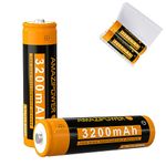 3.7Volt Rechargeable Battery Pack, 3200mAh, High Capacity, For Remote Control Car,LED headlight battery, remote control, Electronic Devices etc(2 Pack+Box) XJ (button top)