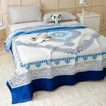 Story@Home 210 TC Rajasthani Print Cotton Feel bedsheet for Double Bed with 2 King Size Pillow Cover (225 CMX 250 CM)- White