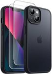 JETech 3 in 1 Matte Case for iPhone 13 6.1-Inch with 2-Pack Tempered Glass Screen Protector, Translucent Frosted Shockproof Phone Cover (Black)