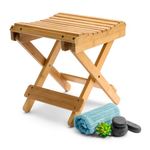 Sorbus Bamboo Folding Step Stool Bench - for Shaving, Shower Foot Rest, Bath Chair - Great for Bathroom, Spa, Sauna, Wooden Seat, Fully AssembledÃ‚Â