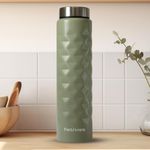 Frenchware Water Bottle (Olive Green, 1 Litre, Stainless Steel) Bottle for Fridge, School, Outdoor, Gym, Home and Office, Scratch-Resistant, BPA-Free, Non-Toxic, Easy-to-Clean