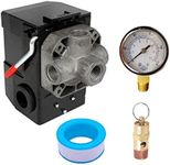 Kacarber Pressure Switch Air Compressor 145-175 Psi 4 Port 26AMP w/0-200 psi Gauge & 200 psi Pop off valve