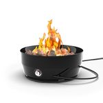 Large Outdoor Propane Gas Fire Pit 60,000 BTU/h, 24 inch with Lid - Modern Lake Country 800 Fire Bowl for Patio, Black