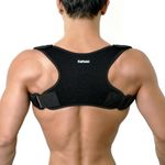 Posture Corrector for Women Men, Copper Upper Back Brace, Back Straightener Support Correcting Hunchback and Bad Posture, Back Pain Relief for Neck, Shoulder, Clavicle, Black, L/XL