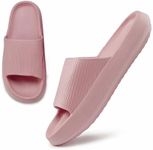 MOLATIN Cloud Slide Slippers for Women Men, Thick Sole Home Pillow Slipper, Non-Slip Quick Drying Message Shower Bathroom Sandals, Super Soft Open Toe Platform Cloud Shoes, Pink, 7-7.5 Women/5.5-6 Men