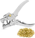 Kurtzy Eyelet Hole Punch Pliers Kit with 100 Eyelets - 16cm/6.3 Inch Leather Belt Grommet Tool - 7.2mm Gold Metal Grommets - Plier Puncher Set for Fabric, Clothes, Shoes, Bags and Crafts