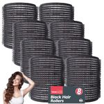 SOL 8pk Black Hair Rollers for Hair Volume - Self Grip, Boost Volume, Create Bouncy Waves, Reduce Heat Damage, Compact, Easy to Use, Travel-Friendly Styling Curler for Everyday Styling or Quick Fixes