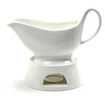 Norpro 8352 Porcelain Gravy Sauce Boat with Stand and Candle