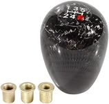 muge racing Gear Shift Knob Carbon Fiber 5 Speed Shifter Knob Universal for Most Cars with 3 Adapters(8mm/10mm/12mm)