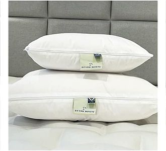 Devon Duvets - Natural Breathable & Hypoallergenic British Wool King Size Pillow (90x50cm), Handcrafted Luxury Comfort