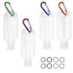 Kare & Kind Clear Portable Travel Bottles - 4X Empty Bottles with Flip Top Caps, 4X Carabiner, 1x Sticker Label Sheets - up to 50 ML -for Hand Sanitizers, Disinfectant Alcohol, Liquids, Toiletries