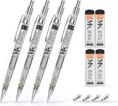 MozArt Essential Mechanical Pencil Set - 4 Sizes: 0.3, 0.5, 0.7 & 0.9mm plus HB Lead & Eraser Refills - Drafting, Sketching, Illustrations, Engineering, Architecture, Writing & School Work