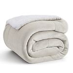 Bedsure Sherpa Fleece Throw Blanket for Couch - Thick and Warm Blankets, Soft and Fuzzy Throw Blanket for Sofa, Linen, 50x60 Inches