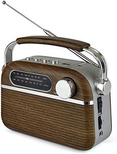 LLOYTRON Vintage Style Bluetooth AM/FM Radio - Portable and Rechargeable - MP3 Playback via USB or Micro SD - Mains or Battery Powered - N6403WD - Wood Effect