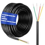 Hoolerry Solid Sprinkler System Wire, 18 Gauge Irrigation Wire with UV Resistant PVC Jacket Sprinkler Cable for Underground Irrigation System, Field Central Control System 30V UL Listed (18/4, 50 Ft)