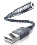 AkoaDa USB to Audio Jack Adapter, External Sound Card Jack Audio Adapter with 3.5mm Aux Stereo Converter Compatible with Mac, Headset, PC, PS4, Laptop and More Device