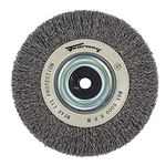 Forney 72895 Wire Bench Wheel Brush, Industrial Pro Crimped with 1/2-Inch Through 2-Inch Multi Arbor, 6-Inch by .012-Inch