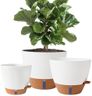 Fielda 8/10/12 Inch Self Watering Pots for Indoor/Outdoor Plants - Large Plastic Planter with Drainage Holes, Water Level Indicator & Deep Reservoir, Modern Decorative Flower Pots (White)