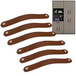 Leather Dresser Drawer Pulls,6 Pack Brown Cabinet Handles,Soft Pulls Hole Pitch Adjustable,Perfect Replacement of Metal Cabinet Hardware