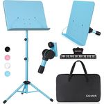 CAHAYA Sheet Music Stand & Tabletop Music Stand Solid Back with Carrying Bag for Books Notes Laptop Tablet Blue CY0194-3