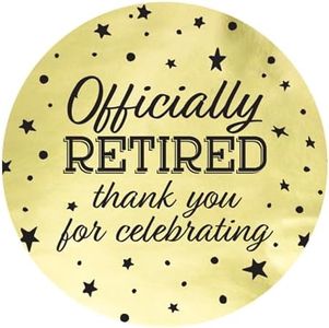 Black and Gold Retirement Party Favor Labels - Gold Foil - 40 Count (Thank You Stickers)