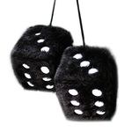 KIMISS Fuzzy Dice Vintage, Car Pendant Hanging Plush Dice Craps Automobiles Rear View Mirror Hanging Decoration for Car Home and Office (Black)