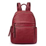 Kattee Genuine Leather Backpack Purse for Women Multi-functional Elegant Daypack Soft Leather Shoulder Bag Shopping Trip Medium Wine Red