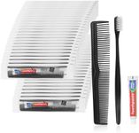 30 Pack Black Disposable Toothbrushes with Toothpaste and Comb Set,10g Toothpaste,7inch Hair Comb,Individually Wrapped Disposable Travel Hotel Toothbrush Set for Homeless,Airbnb,Hotel,Charity