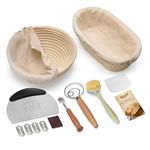 KOACKL Sourdough Bread Starter Kits, Banneton Sourdough Bread Making Tools Kit, Banneton Proofing Basket Making Bread Basket Baking for Baking Dough with Rising Pattern (Round and Oval)