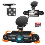 360° Dash Cam Front and Rear Inside,LOFOV 4 Channel Camera FHD 1080P,Front Left Right and Rear,Free 64GB SD Card,Multi-Ch Dash Camera for Cars,Black Box Trafflc Recorder,Night Vision,24H Parking Mode