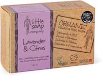 Little Soap Company Organic Soap Bar - Vegan, Cruelty Free, No SLS or Parabens with English Lavender & Citrus |Natural & Organic Body & Hand Soap (110g)