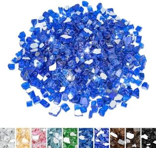 Mr. Fireglass 20 Pounds Cobalt Blue Reflective Fire Glass, 1/2 Inch High Luster Tempered Glass Rocks for Fire Pit Table Fireplace and Landscaping, Decorative Propane Gas Fireplace Glass Rocks