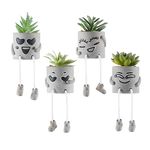 Fake Succulent Fake Plants Home Decor, Set of 4 Artificial Succulents in Pots, Mini Artificial Succulents Desk Plant Faux Plants for Women Office Bedroom Bathroom Living Room Decor