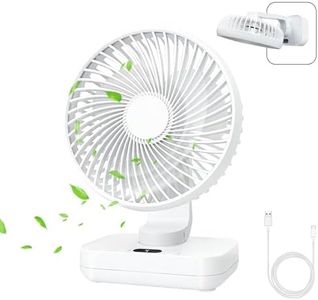 MERTTURM USB Desk Fan, Mini Portable Cooling Table Fan with 4 Speeds, 4000mAh Rechargeable Battery Operated Small Quiet Desktop Fan, 360° Adjustment Personal Silent Fan for Home Office Outdoor Travel