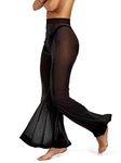 sofsy Black Mesh Swimsuit Cover-Up Pants for Women Swimwear Petite Small