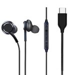 Earphones Headphones for Samsung Galaxy A73 5G Earphone Original Like Wired Stereo Deep Bass Head Hands-free Headset Earbud With Built in-line Mic, With Premium Quality Good Sound Call Answer/End Button, Music 3.5mm Aux Audio Jack (TYPE C AK, Black)