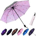 lanxiry Compact Travel Umbrella,Windproof Waterproof Stick Umbrella Anti-UV Protection Golf Umbrellas (Flamingo)